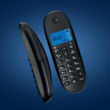 Motorola C1001CB+ – digitaalne DECT juhtmeta telefon – kõnede blokeerimise režiim, helistaja ID, valjuhääldi, 50 numbrit mahutav telefoniraamat, taustvalgustusega ekraan – must