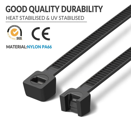 XINGO 18" Black Cable Ties, Heavy Duty, 50 Pack, 330 lbs, Ultra Exclusive Strong Plastic Wire Ties, Large Cable Ties, Extra Long Cable Ties for Indoor and Outdoor Use