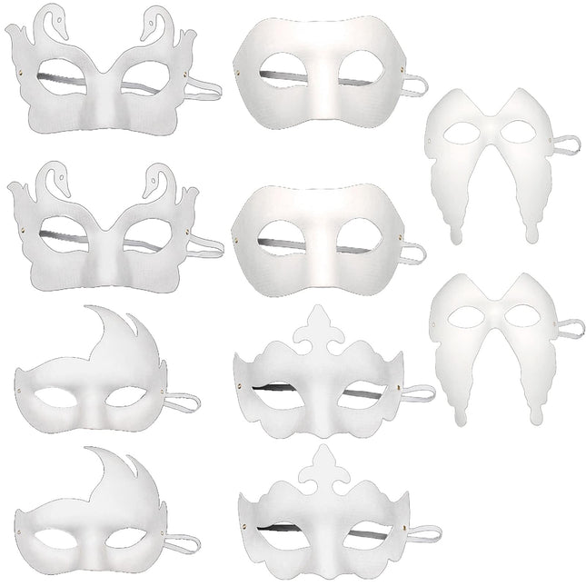 10-osaline valge mask, maskeraadi poolmask, isetehtud maskiballi peomask peotantsuks, karnevaliks, rollimänguks, ooperiks (valge)