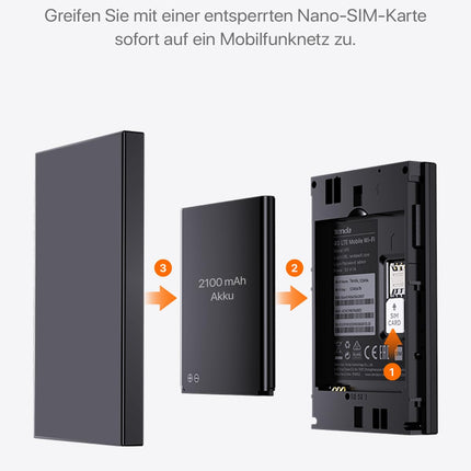 Tenda MF3 mobiilne WiFi ruuter SIM-kaartidele, AX300 Wi-Fi 6 kaasaskantav leviala, 2100mAh aku, USB-C port, Plug &amp; Play, WPA3, 4G modem, MiFi, minisuuruses, ühildub Nano SIM-kaartidega
