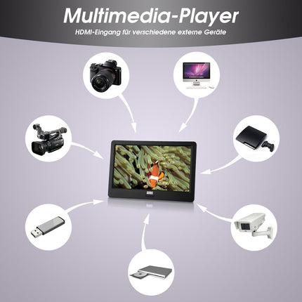 Kaasaskantav miniteler - August DA900D - 9-tolline akuga - Kaasaskantav kõrglahutusega LCD-teler DVB-T2 HD-tuuneriga / EPG / salvestusfunktsiooniga (PVR) / multimeediamängijaga / HDMI-sisendiga / USB / kõrvaklapipesaga