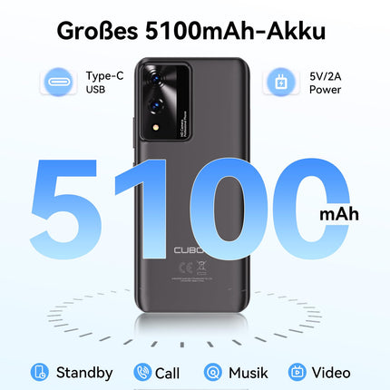 CUBOT A10 mobiiltelefon ilma lepinguta, 12 GB + 128 GB / 1 TB laiendatav, Android 14 nutitelefon, 6,56-tolline ekraan, 5100 mAh aku, 48 MP põhikaamera, kaheksatuumaline protsessor, kahekordne 4G SIM-kaart, OTG, Face ID, GPS, sinine