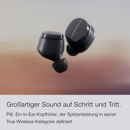 Bowers &amp; Wilkins Pi6 True Wilkins mürasummutavad kõrvaklapid Bluetoothi, aptX ja aktiivse mürasummutusega - pilvehall