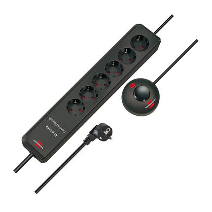 Brennenstuhl Eco-Line Comfort lüliti, 6-suunaline pikendusjuhe (kõrgendatud puutekaitsega pikendusjuhe, jalalüliti ja 2m kaabel) antratsiithall