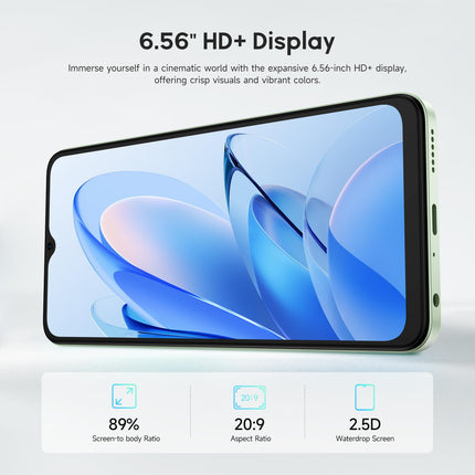 Ulefone Note 19 (2025) nutitelefon, Android 14, 6 GB + 64 GB ROM/SD-512 GB, kaheksatuumaline nutitelefon, soodne, 5000 mAh, 6,56-tolline HD+ mobiiltelefon, 8 MP + 5 MP, 4G nutitelefon ilma lepinguta, kahekordne SIM-kaart/Face ID/GPS/3 pesa - roheline