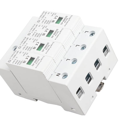 Keenso Home Surge Protector, 4P 220V 40KA Home DIN Rail Surge Arrester Low Voltage Protection Surge Protector for Lightning Protection