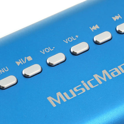 MusicMan TXX3548 MA Soundstation Stereo Speaker with Integrated Rechargeable Battery and LCD Display (MP3 Player, Radio, microSD Card Slot, USB Slot), Blue