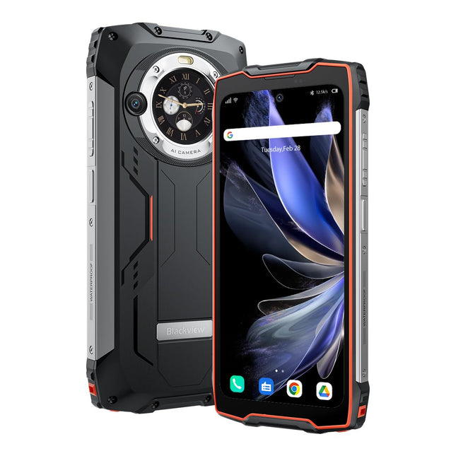 Blackview BV9300 PRO välistingimustes kasutatav nutitelefon ilma lepinguta (100LM taskulamp), 16GB+256GB, 15080mAh aku, 6,7'' 120Hz 2.3K ekraan, 64MP kaamera, IP68 Android 13 veekindel nutitelefon, GPS NFC oranž