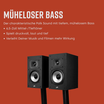 Polk Audio Monitor XT20 riiulikõlarid, stereokõlarid, ruumilise heli kõlarid, kõrglahutusega sertifitseeritud, Dolby Atmos ja DTS:X ühilduv, HiFi ja kodukino kõlarid (paar), must
