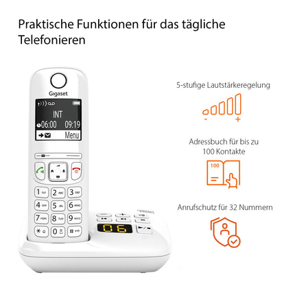 Gigaset AS690A - Cordless DECT phone with answering machine - large, high-contrast display, adjustable sound profiles - hands-free function - do-not-disturb, white [German version]