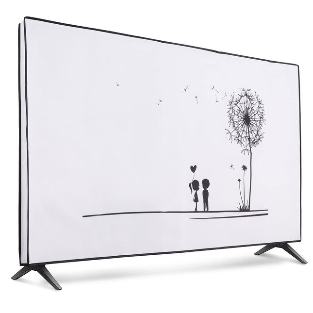 kwmobile 55" TV Cover - Indoor TV Screen Protector Cover - TV Screen Dust Cover - Dandelion Love Black White