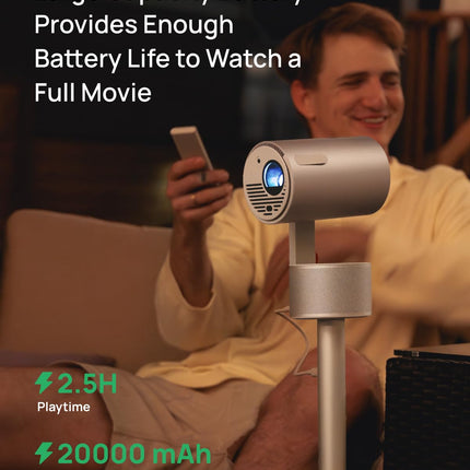 XGIMI MoGo 3 Pro 1080P projektor akuga, miniprojektor PowerBase'i alusega, Google TV litsentseeritud Netflixiga, kaasaskantav projektor, 450 ISO luumenit, ISA 2.0, 10W Harman Kardon