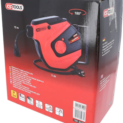 KS Tools, 150.4217 töökoja kaablirull, 15m, 1.5mm²