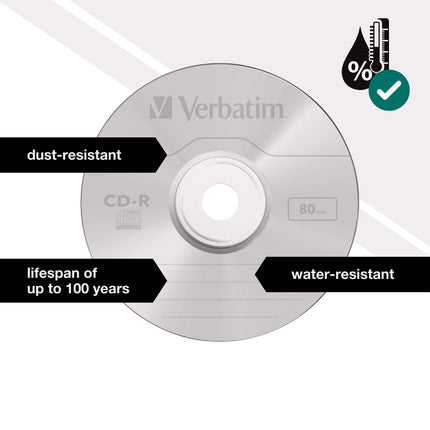 Verbatim Music CD-R 80 min, 10 tk Jewel Case'is, CD toorikud, 16x kirjutuskiirus ja pikk eluiga, tühjad CD-d, heli-CD toorikud muusika varundamiseks, muusika-CD
