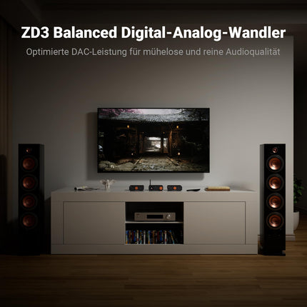 Fosi Audio ZD3 lauaarvuti DAC eelvõimendi, täielikult tasakaalustatud DA konverter ES9039Q2M-iga koduse stereo võimendi jaoks, TV HDMI ARC/Bluetooth/USB/optilised/koaksiaalsisendid, XLR/RCA väljundid koos kaugjuhtimispuldiga