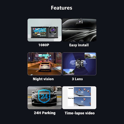 Aumotop Dashcam Car 1080P DVR, Dashcam Car Eesmine Tagumine Salvesti Tahavaatekaamera Sõidu Salvesti, 2-tolline Ekraan, Toetab Öise Nägemise Salvestustsüklit Ühe Klahviga Lukk