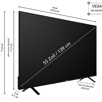 Telefunkeni 55-tolline TiVo-toega nutiteler (4K UHD, HDR Dolby Vision, Dolby Atmos, kolmekordne tuuner, 6 kuud HD+ kaasas) XU55TO750S