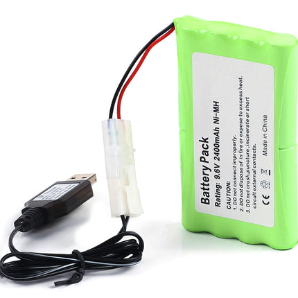 SHAWOROCE 2400mAh 9.6V NI-MH AA aku RC autodele, elektrilistele mänguasjadele, veoautodele, ehituskalluritele, lennukitele, robotitele, kaugjuhtimispuldiga laetavatele veoautodele, ehitussõidukitele, kaugjuhtimispuldid + USB laadimiskaabel