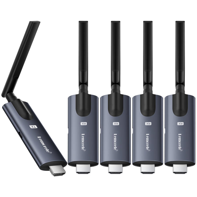 Wireless HDMI Transmitter and 4 Receivers, Lemorele 1080P HDMI wireless transmission supports 1 transmitter to 4 receivers, maximum streaming video for laptop, camera, TV box to HDTV, monitor, projector