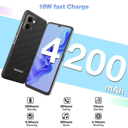 DOOGEE N50 Pro lukustamata nutitelefon [2024. aasta väljalase], 20 GB RAM 256 GB ROM (1 TB TF-kaart), Android 13 nutitelefon, 6,52" HD+ lukustamata telefon, kaheksatuumaline, 50MP+8MP, 4G kahe SIM-kaardi/näotuvastuse/sõrmejäljelugejaga, 4200mAh aku