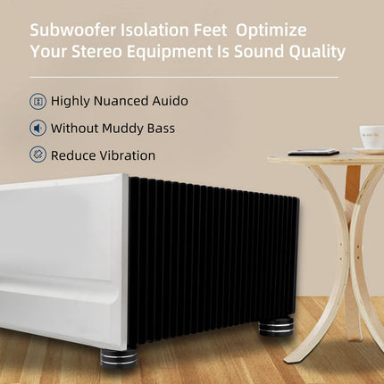 Speaker Shock Absorber Feet YuanYong 40x20mm Speaker Isolation Feet with 3M Adhesive, Speaker Spikes Non-Slip Rubber Rings for Audio, Speakers, Subwoofer, Home Theater 4 Pieces (Black)