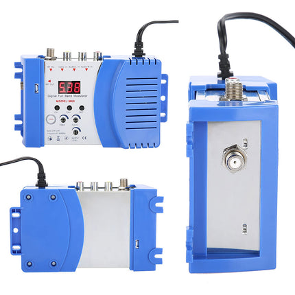 Lairiba audio/video RF-modulaator, digitaalse ekraaniga RF-modulaator AV-RF AV-TV muundur VHF UHF, ergonoomiline RF-modulaator LED-iga satelliitvastuvõtja/videokaamera/videomaki/DVD jaoks