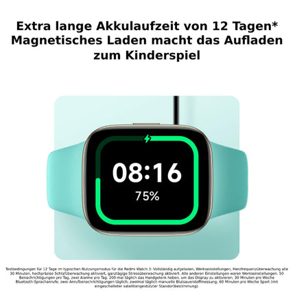 Xiaomi Redmi Watch 3, 1,75-tolline AMOLED-ekraan, 121 treeningrežiimi, SPO₂ mõõtmine ja 24-tunnine pulsisageduse jälgimine, Bluetooth-kõned, GPS-multisüsteem, 5 sularahaautomaati, kuni 12-päevane aku tööiga, must