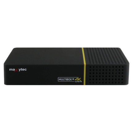 Maxytec Multibox SE 4K UHD 2160p E2 Linux WiFi DVB-S2/C Combo Receiver Black (✓ WLAN ✓ HDMI 2.0 ✓ USB 2.0 &amp; USB 3.0 ✓ 100Mbit LAN ✓ S/PDIF ✓ MicroSD)