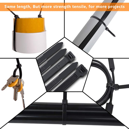 JQKX cable ties 500mm x 7.6mm, UV-resistant ultra strong cable ties with 70 kg tensile strength, nylon, black, 100 pieces