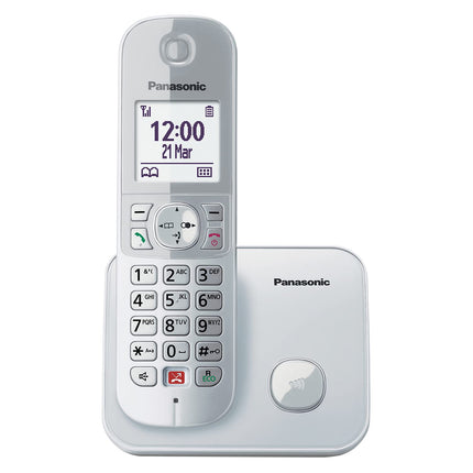 Panasonic Dual-Micro/Nano KX-TG6851GS juhtmeta telefon (blokeerib kuni 1000 telefoninumbrit, selge kirjasuurus, valju telefonitoru, täisdupleks käed-vabad) pärlhõbedane