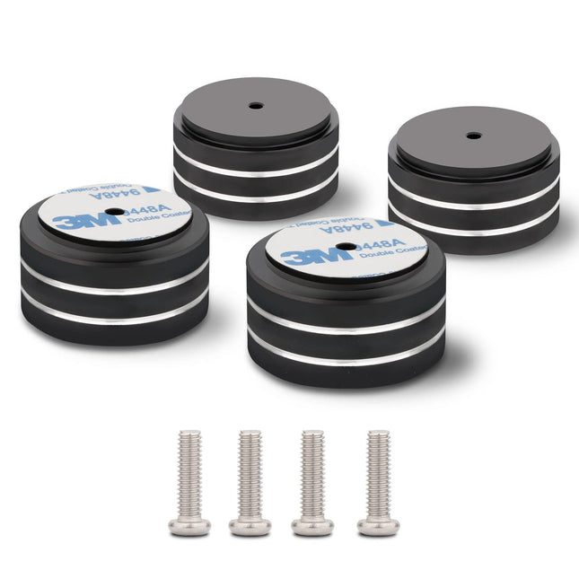 Speaker Shock Absorber Feet YuanYong 40x20mm Speaker Isolation Feet with 3M Adhesive, Speaker Spikes Non-Slip Rubber Rings for Audio, Speakers, Subwoofer, Home Theater 4 Pieces (Black)