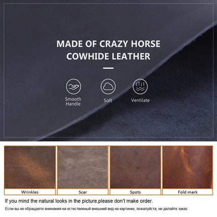 Hiram Crazy Horse Leather Earphone Case Compatible with AirPods Pro, Durable and Soft Leather Travel Pouch with Keychain