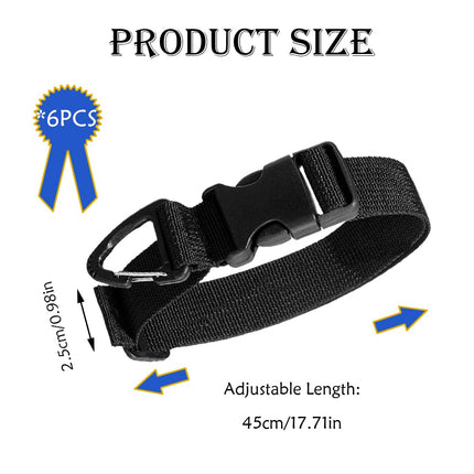 6 Pack Hook and Loop Storage Straps, Elastic Extension Cord Organizer with Triangular Buckle, Black, Heavy Duty Cable Wrap for Cables, Wires, Rope Hoses, Organization