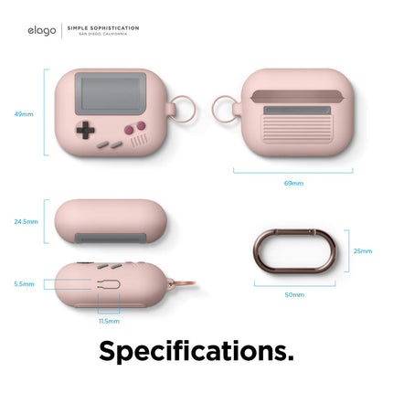 elago AW5 Protective Case Compatible with Apple AirPods Pro, Classic Portable Gaming Console Design with Keychain, [Patented USA] - Sand Pink