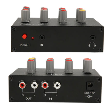 7 Band Sound Equalizer, Dual Channel, with 12 DB High Bass Adjustment, Input Output, Aluminum Alloy, 3.5 mm Interface, Compatible with Headphones for Car