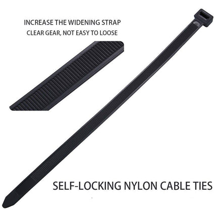 Heavy-duty cable ties, ultra-strong, large, made of nylon, industrial quality, with a tensile strength of 110 kg, 12 x 290 mm, black, 50 pieces