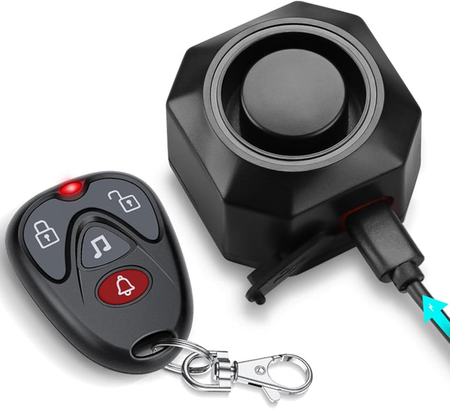ZEXMTE jalgrattaalarm USB laetav jalgrattaalarmsüsteem kaugjuhtimispuldiga 110 dB vargusvastane mootorrattaalarmsüsteem elektri-, tõukeratta-, jalgratta- ja mootorrattale