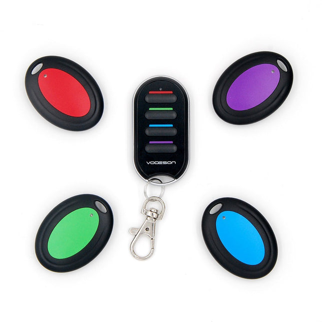 VODESON Key Finder Wireless Key Finder with 4 Receivers RF Item Locator, Item Tracker Support Remote Control, Pet Tracker, Wallet Tracker (4 Receivers)
