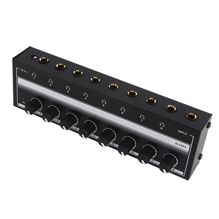 Headphone Amplifier 8-Channel, Portable Metal Stereo Amplifier Mini Headphone Amplifier for Studio and Stage 100 to 240 V