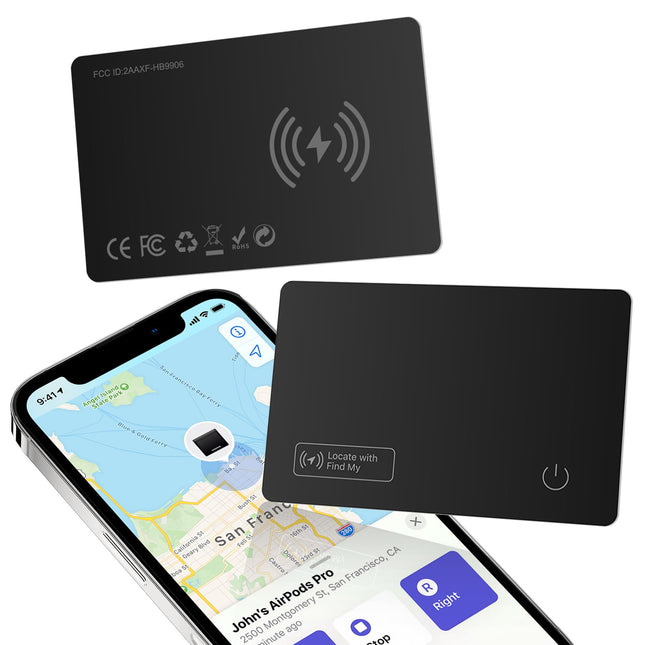 Olycism Wallet Tracker Bluetooth (IOS Only) Key Finder for Wallet Card Backpack Supports Wireless Charging Suitcase Tracker IPX8 Waterproof with Long Battery Life 105 dB Volume