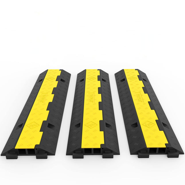 VEVOR kaablikaitsematt 3-pakendis 2 kanaliga, 101 x 25 x 5 cm kaabli ülejooksukaitse, kaablisild, mis on valmistatud kaubanduslikust termoplastilisest kummist ja millel on modulaarne disain parklate, ladude jaoks, must