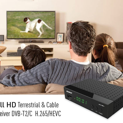 EDISION Picco T265 Plus maapealne DVB-T2 ja kaabelvastuvõtja DVB-C H.265 HEVC FTA Full HD PVR, USB, HDMI, SCART, S/PDIF, IR, USB WiFi tugi, universaalne 2-ühes kaugjuhtimispult
