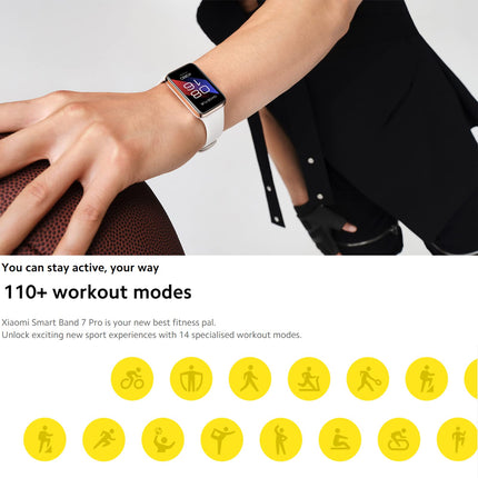 Xiaomi Band 7 Pro nutikell GPS-iga (globaalne versioon), tervise- ja fitness-aktiivsuse jälgija, kõrgresolutsiooniga AMOLED-ekraan, pulsisageduse ja õhurõhu jälgimine, 12-päevane aku tööiga, must