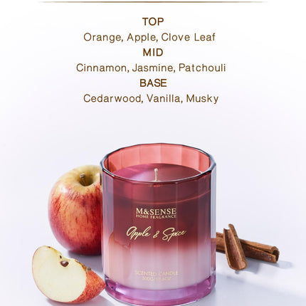 M&amp;SENSE Apple Spice lõhnaküünal purgis, punased küünlad 300g 60-tunnise põlemisajaga, luksuslikud purgiküünlad peoks, jõulukingiks naistele/emale/kolleegile/tüdruksõbrale