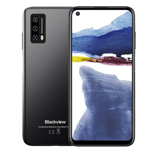 Blackview A90 Android 11 Smartphone, Helio P60 Octa-Core, 4GB RAM 128GB Expandable, 6.39-inch Mobile Display, 12MP + 8MP AI Rear Camera, 4280mAh Battery, NFC, 4G LTE Dual SIM - Black