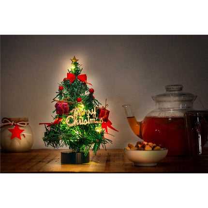 Goobay 60336 kunstkuusk 22 cm/soe valge LED-valgustus/jõulukaunistus külglauale, lauale või aknalauale, roheline, punane, kuldne