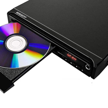 WISCENT HD DVD-mängija telerile HDMI/AV/koaksiaalväljundiga (HDMI-kaabel kaasas), USB 2.0 meediapleier, kõik regioonivabad, kompaktne DVD/CD-mängija (mitte Blu-ray)