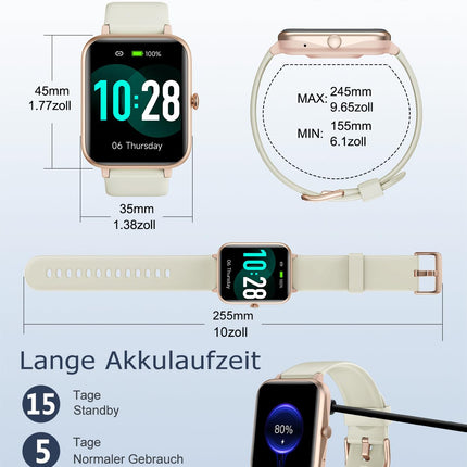 GRV Smartwatch for women men with phone function, fitness watch with heart rate monitor SpO2 sleep monitor pedometer IP68 waterproof, multi-sport modes smart watch fitness tracker for iOS Android mobile phone