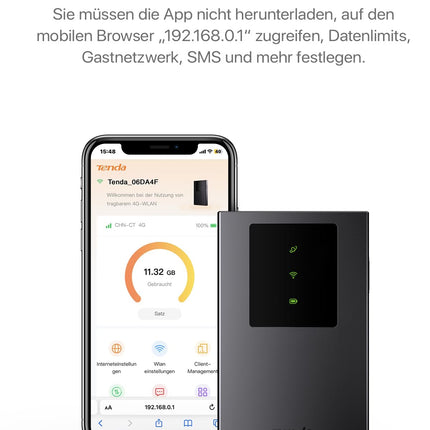 Tenda MF3 mobiilne WiFi ruuter SIM-kaartidele, AX300 Wi-Fi 6 kaasaskantav leviala, 2100mAh aku, USB-C port, Plug &amp; Play, WPA3, 4G modem, MiFi, minisuuruses, ühildub Nano SIM-kaartidega