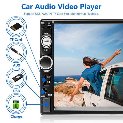 Hikity autoraadio 2 DIN-ga, 7-tollise puutetundliku ekraaniga, Bluetoothi ​​ja vabakäesüsteemiga, peegliühendusega, USB/AUX/SD+tagurduskaameraga